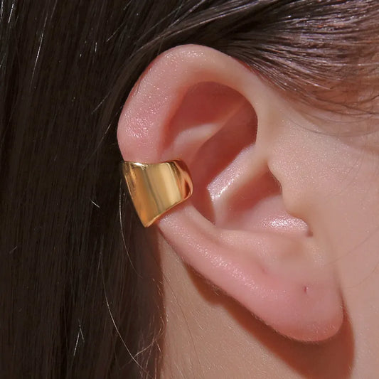 New Simple Smooth Gold Color Ear Clips Earrings For Women Without Piercing Cartilage Punk Retro Fashion Jewelry Gifts
